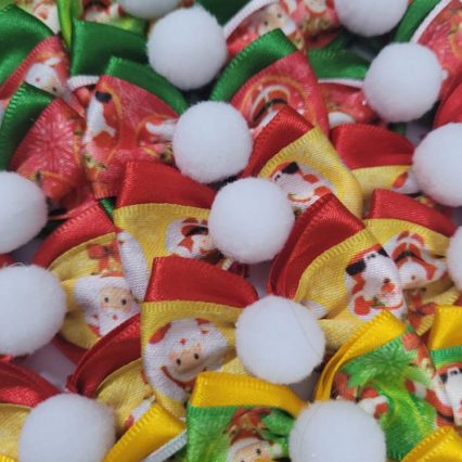 L51910 LAÇO DUPLO NATAL C/POMPOM - 30 UN