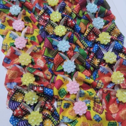 L308 LAÇO PONTA ESTAMPADO C/ FLORZINHAS  - 24 UN