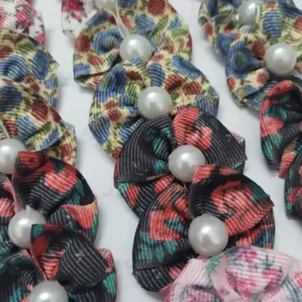 L1044 LAÇO FLASH GORG FLORAL C/PEROLA - 30 UN