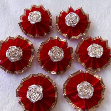 L5430 FLOR VERMELHA C/BORDAS DOURADAS E ROSA - 10 UN
