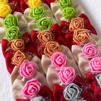 L561 LAÇO LUREX VERM E DOUR C/ROSA E.V.A - 30 UN