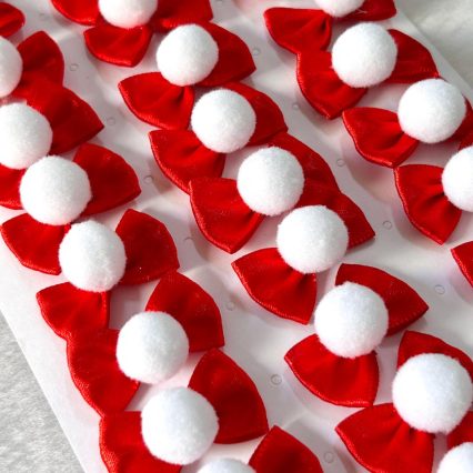 L5192 LAÇO VERMELHO C/ POMPOM - 30 UN