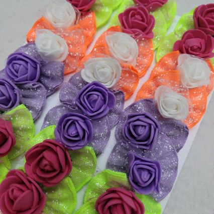 L10282 LAÇO CETIM LUZ COM ROSA E.V.A - 30 UN