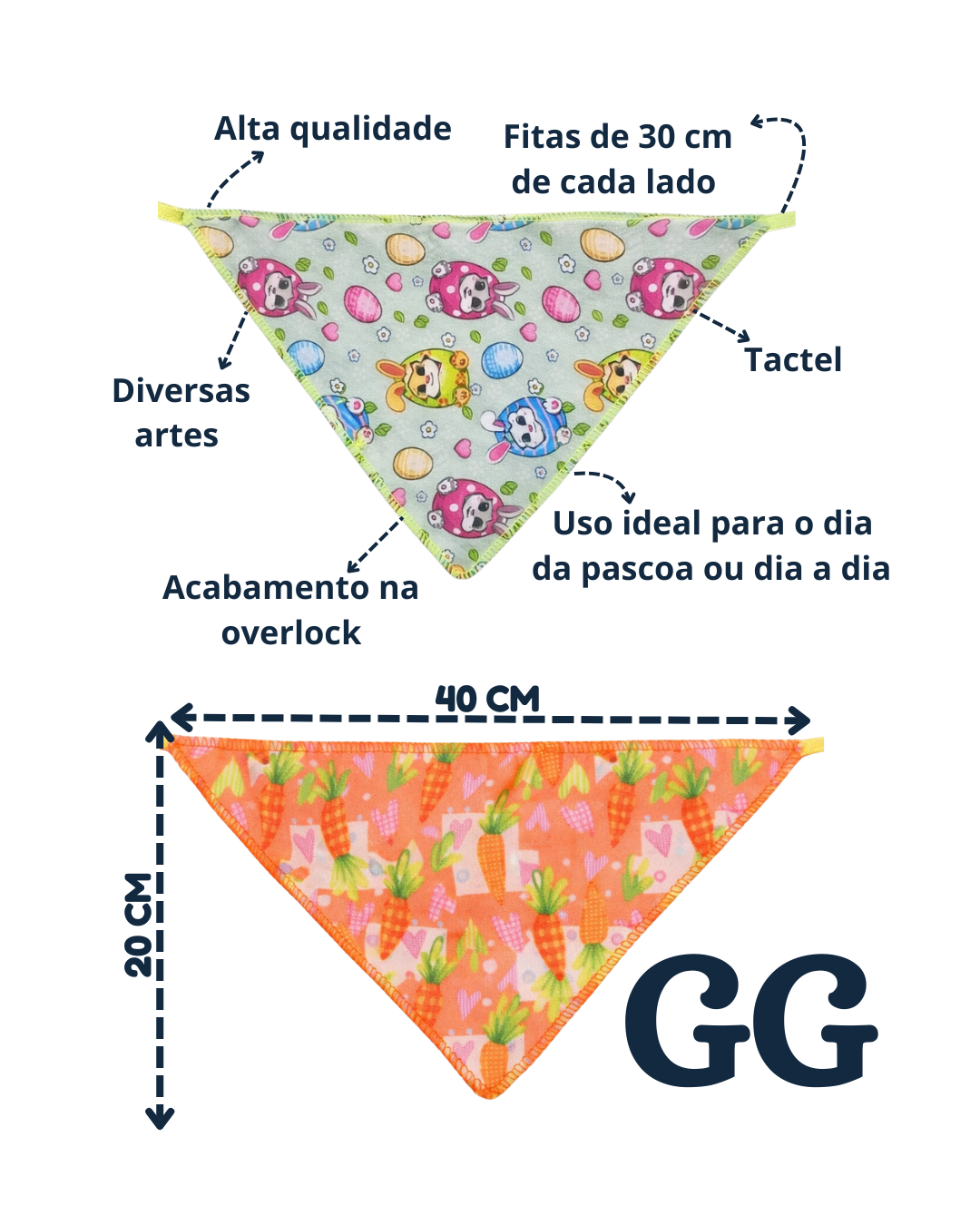 B715 BANDANA PET ESTAMPAS PÁSCOA - 10 UN - Imagem 9