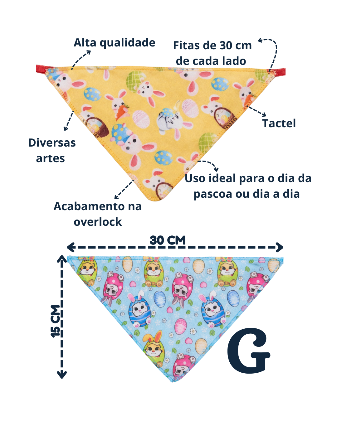 B715 BANDANA PET ESTAMPAS PÁSCOA - 10 UN - Imagem 8