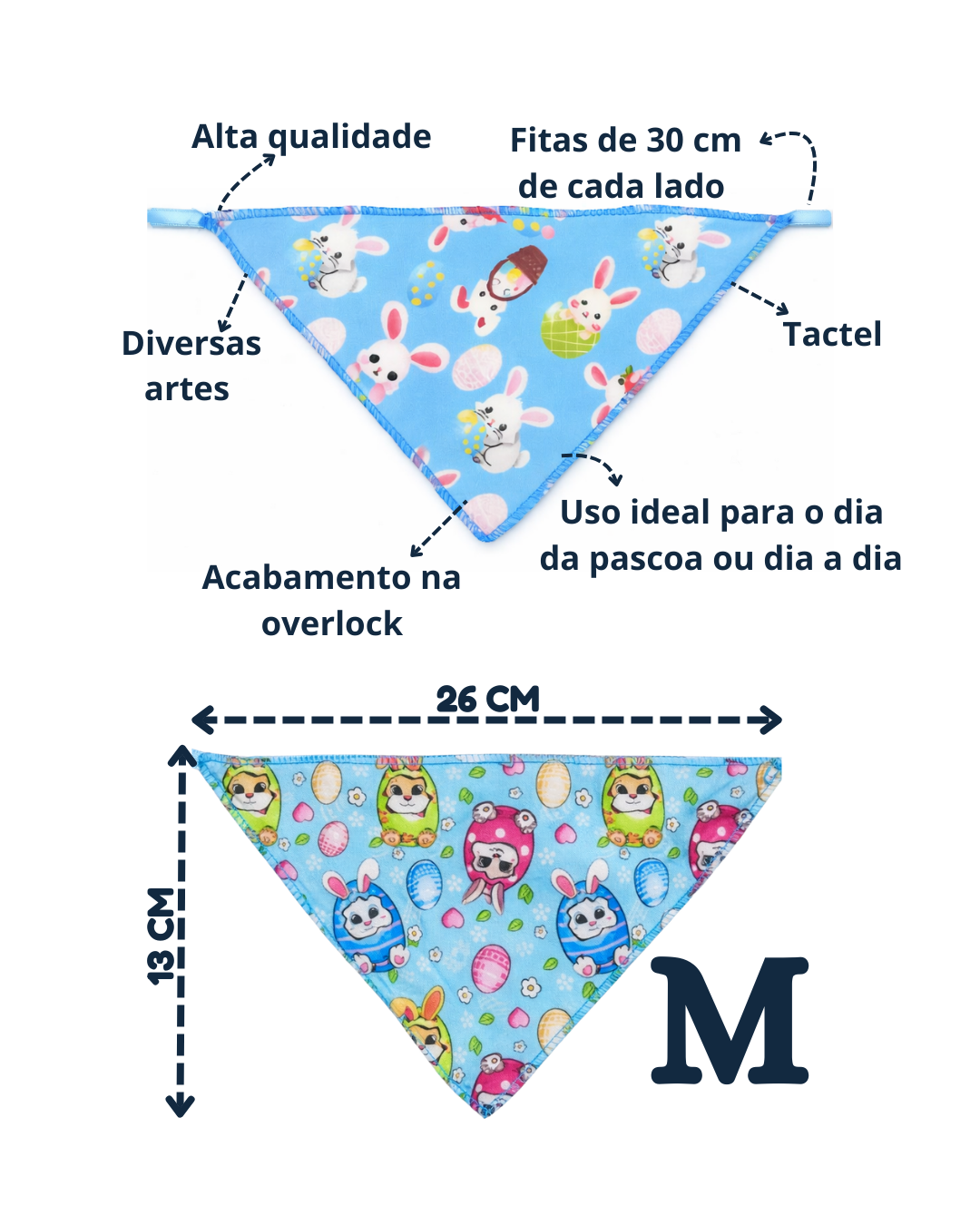 B715 BANDANA PET ESTAMPAS PÁSCOA - 10 UN - Imagem 7